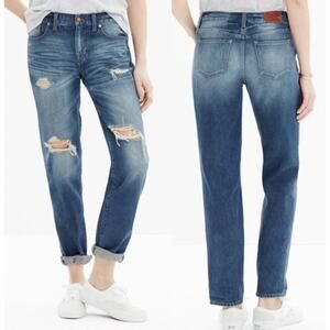 Madewell BoyJean Blue Torn Up Edition Distressed Jeans size 28